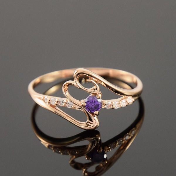 Каблучка золота з аметистом і фіанітами (2249123732)