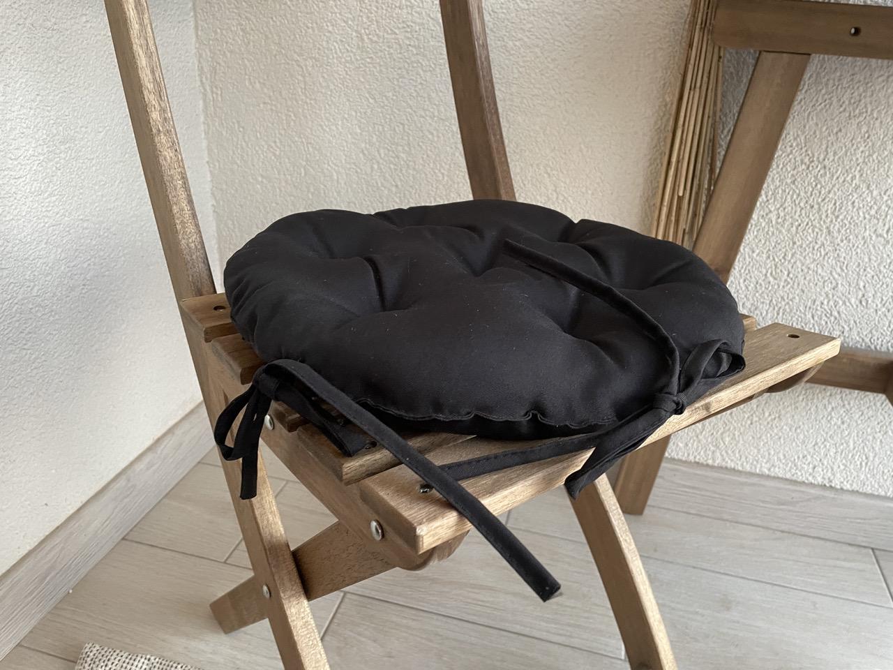 Подушка на стул с завязками круглая Color 40х40х5 см Черный - фото 2