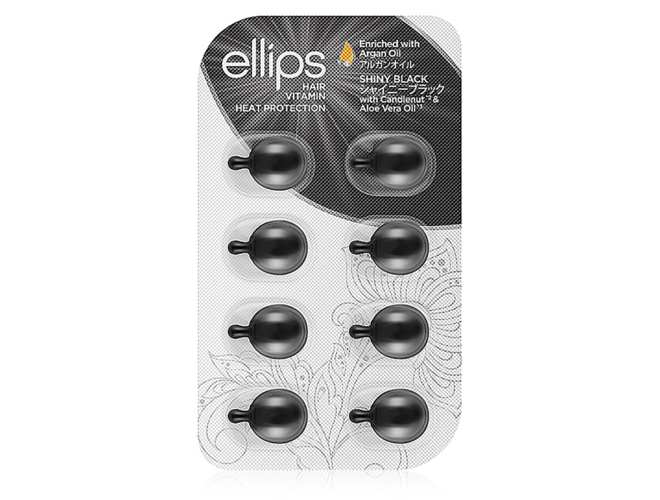 Капсулы для волос с ореховым маслом кукуи и алоэ вера Ellips Hair Vitamin Shiny Black 8 шт. по 1 мл