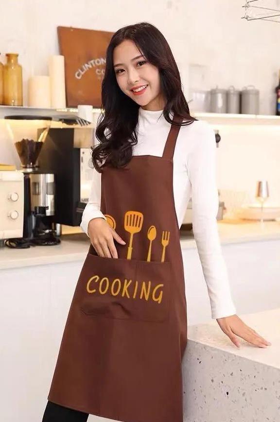 Фартук кухонный 11184 50х61х75 см Коричневый с золотым (4571556)