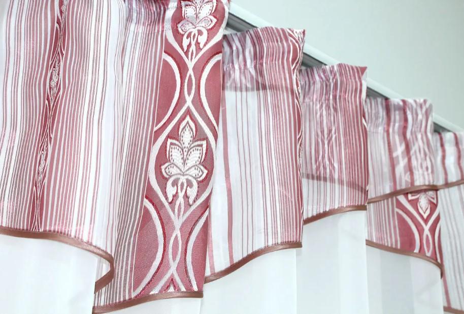 Занавеска на кухню/балкон шифон 290х170 см Бордовый/Белый (025к) - фото 4 Занавеска на кухню/балкон шифон 290х170 см Бордовый/Белый (025к) - фото 4