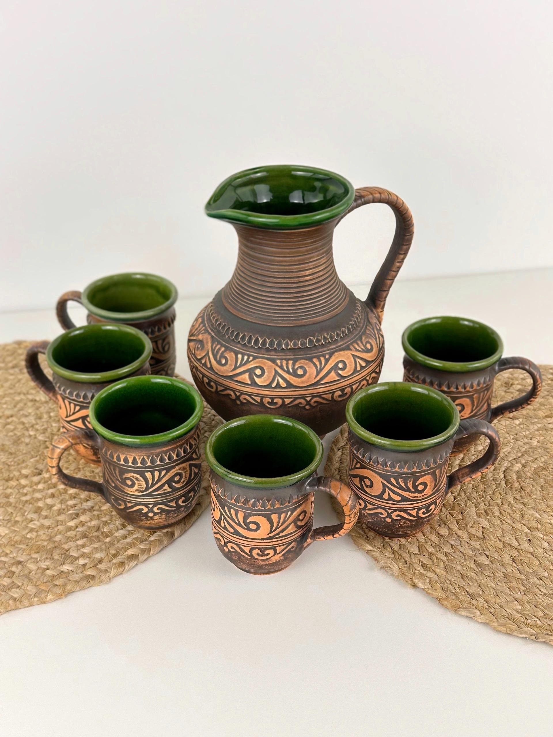 Набір глиняного посуду для компоту Гражда на 6 чоловік Коричневий (17019-29) Набір глиняного посуду для компоту Гражда на 6 чоловік Коричневий (17019-29)