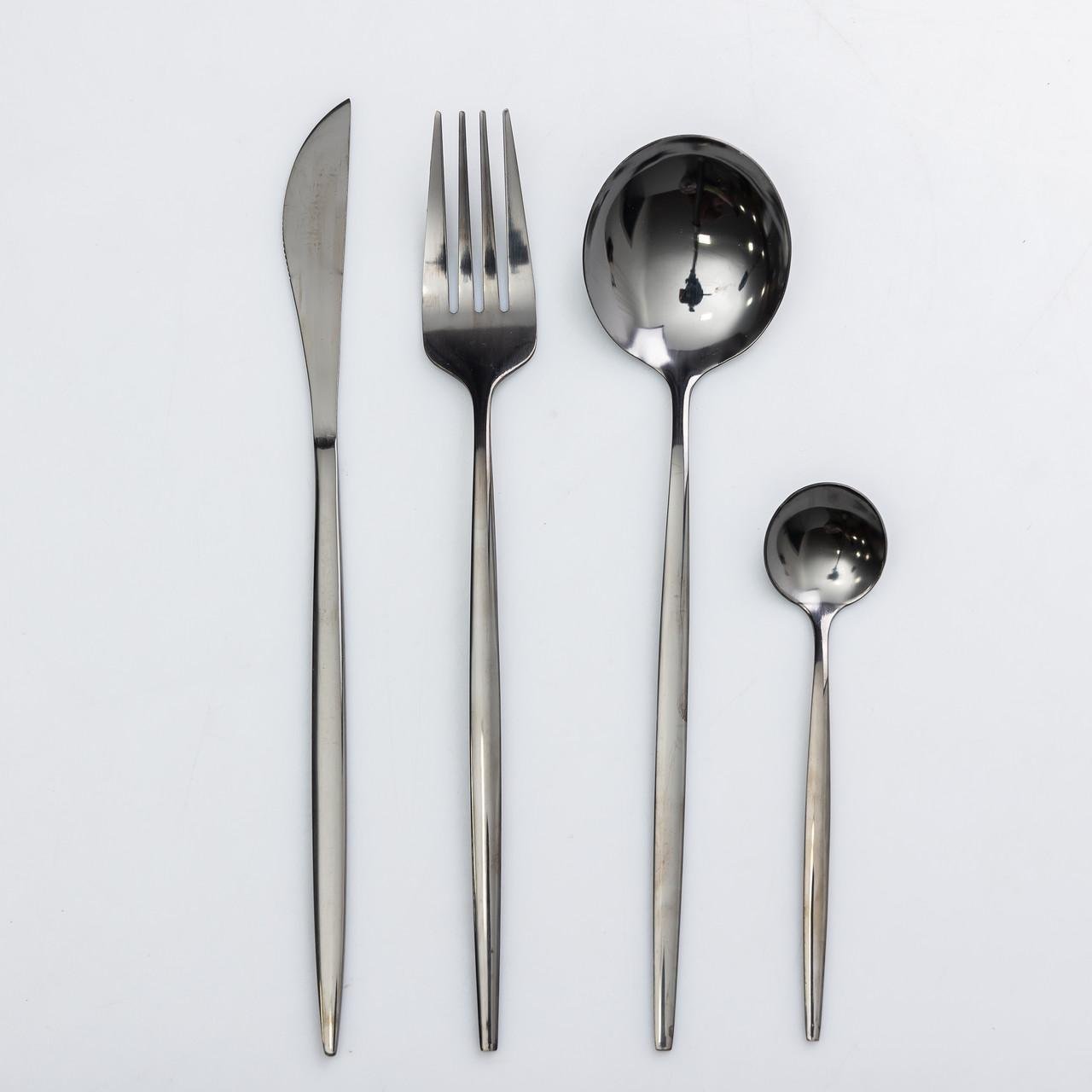 Набір столових приладів на 6 персон 24 предмети Чорний (6563)