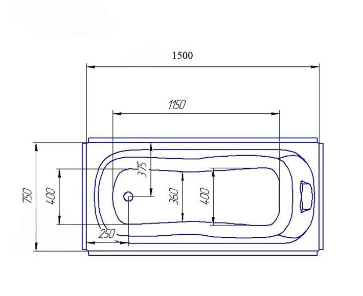 Ванна акрилова Redokss San SASSARI 1500х750 мм - фото 3