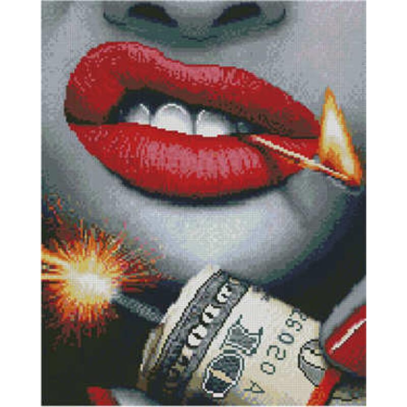 Алмазная мозаика Strateg Премиум Безумно-красные губы 40x50 см (Str-L-029)