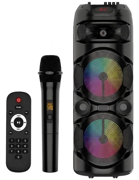 Портативная колонка SING-E ZQS-8220S с караоке беспроводным микрофоном и LED-подсветкой (PH00494)