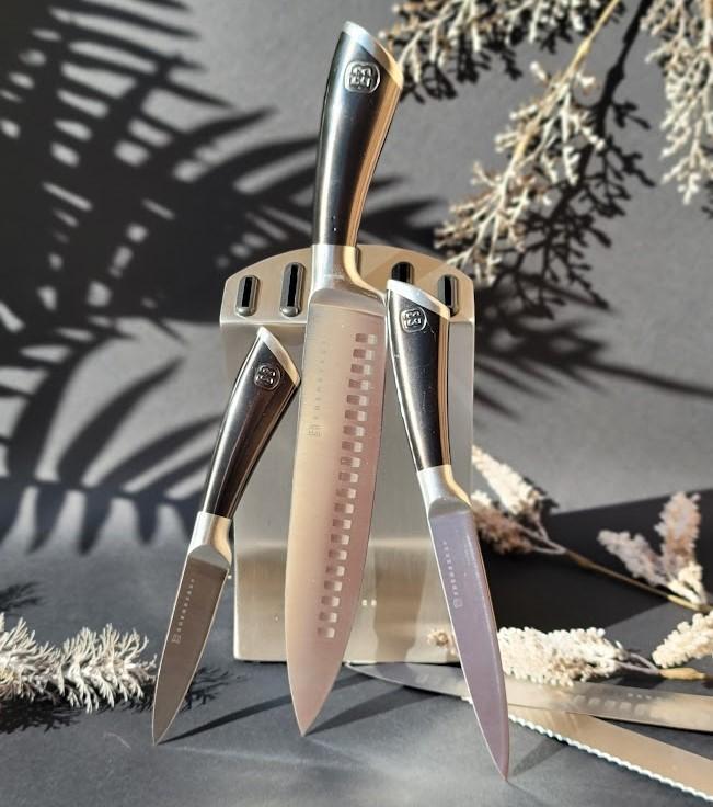 Набір ножів Edenberg із нержавіючої сталі на підставці 6 пр. Сірий (EB-11002) - фото 8 Набір ножів Edenberg із нержавіючої сталі на підставці 6 пр. Сірий (EB-11002) - фото 8