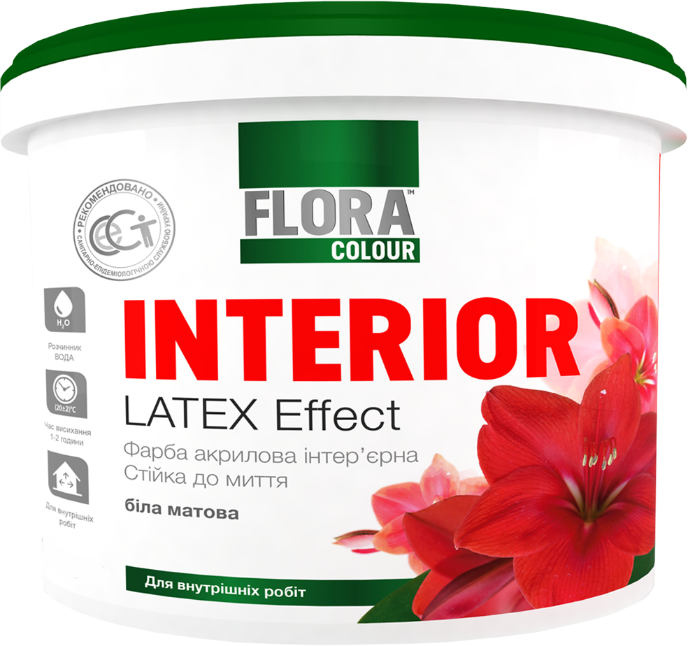 Краска интерьерная акриловая FLORA Сolour Latex Effect INTERIOR 7 кг Белый (1809157541) Краска интерьерная акриловая FLORA Сolour Latex Effect INTERIOR 7 кг Белый (1809157541)