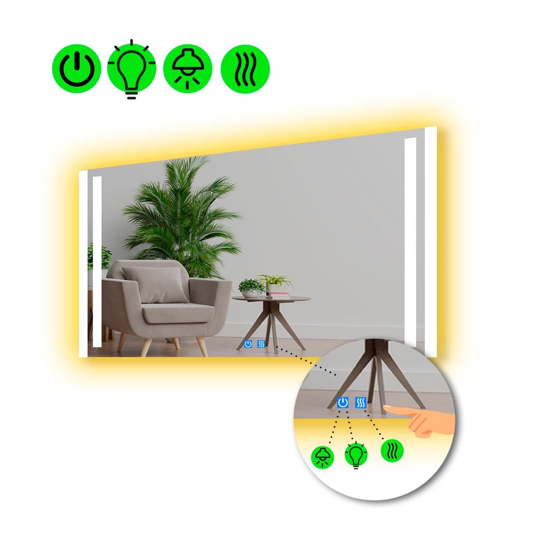 Зеркало с LED подсветкой Mirta с часами и линзой с подсветкой 90x80 см (8777154)