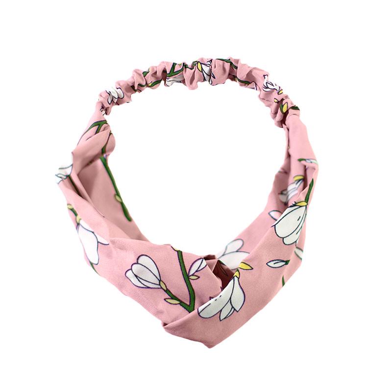 Повязка для фиксации волос Lesko JC1004 Цветы-розовый красивая лента на голову женская