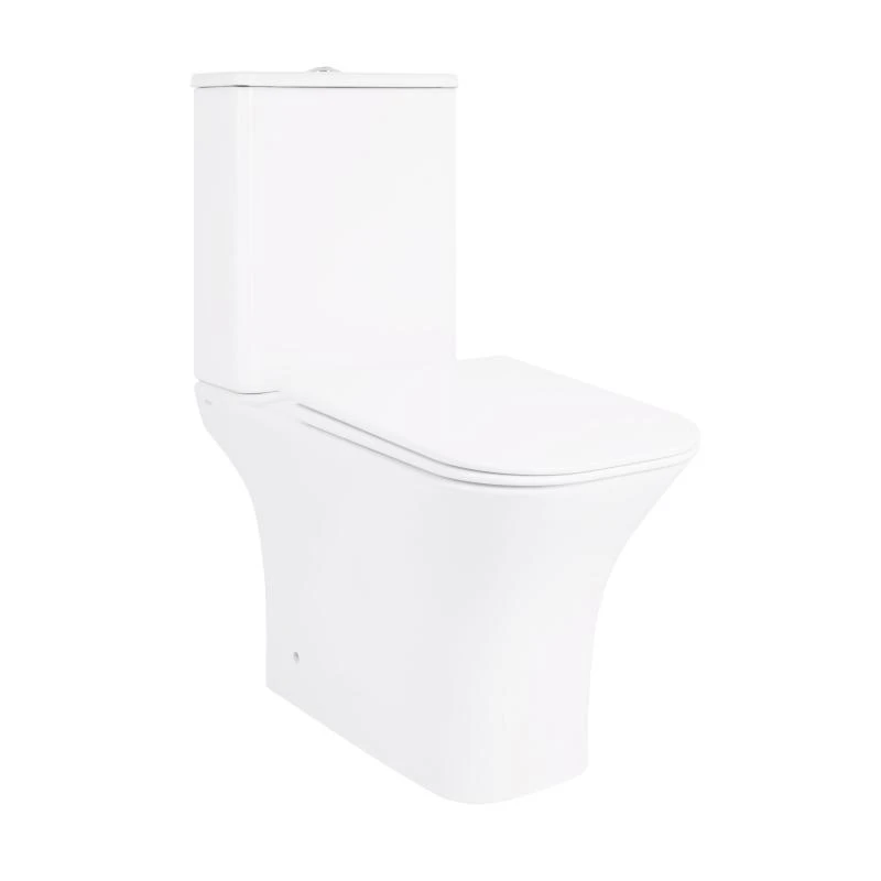 Унитаз-компакт Qtap Presto Quadro безободочный с сиденьем Soft-close (QT24221215AW)