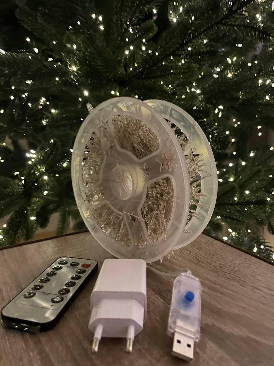 Гірлянда Роса 30 м 900 LED Білий теплий/Срібний дріт (789) - фото 2