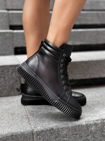 Кеди жіночі шкіряні високі р. 36 23,5 см Чорний - фото 4 Кеди жіночі шкіряні високі р. 36 23,5 см Чорний - фото 4