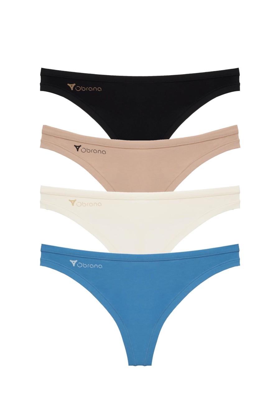 Трусики стринг Anabel Arto р. 4/L 4 шт. Черный/Шампань/Бежевый/Синий (35424/77558)
