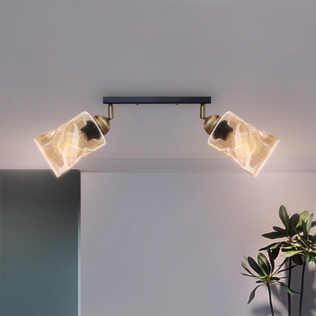 Стельовий світильник MSK ELECTRIC Tornado поворотний під дві лампи Е27 Чорний (PL 202415-2 BK)