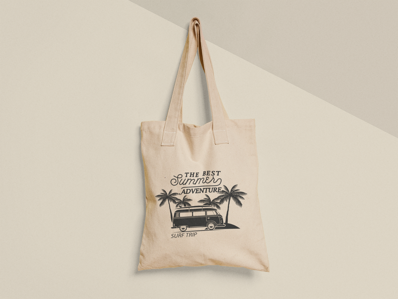 Эко-сумка шоппер с принтом "The best summer adventure" 38х40 см Бежевый (ПН456-Т)