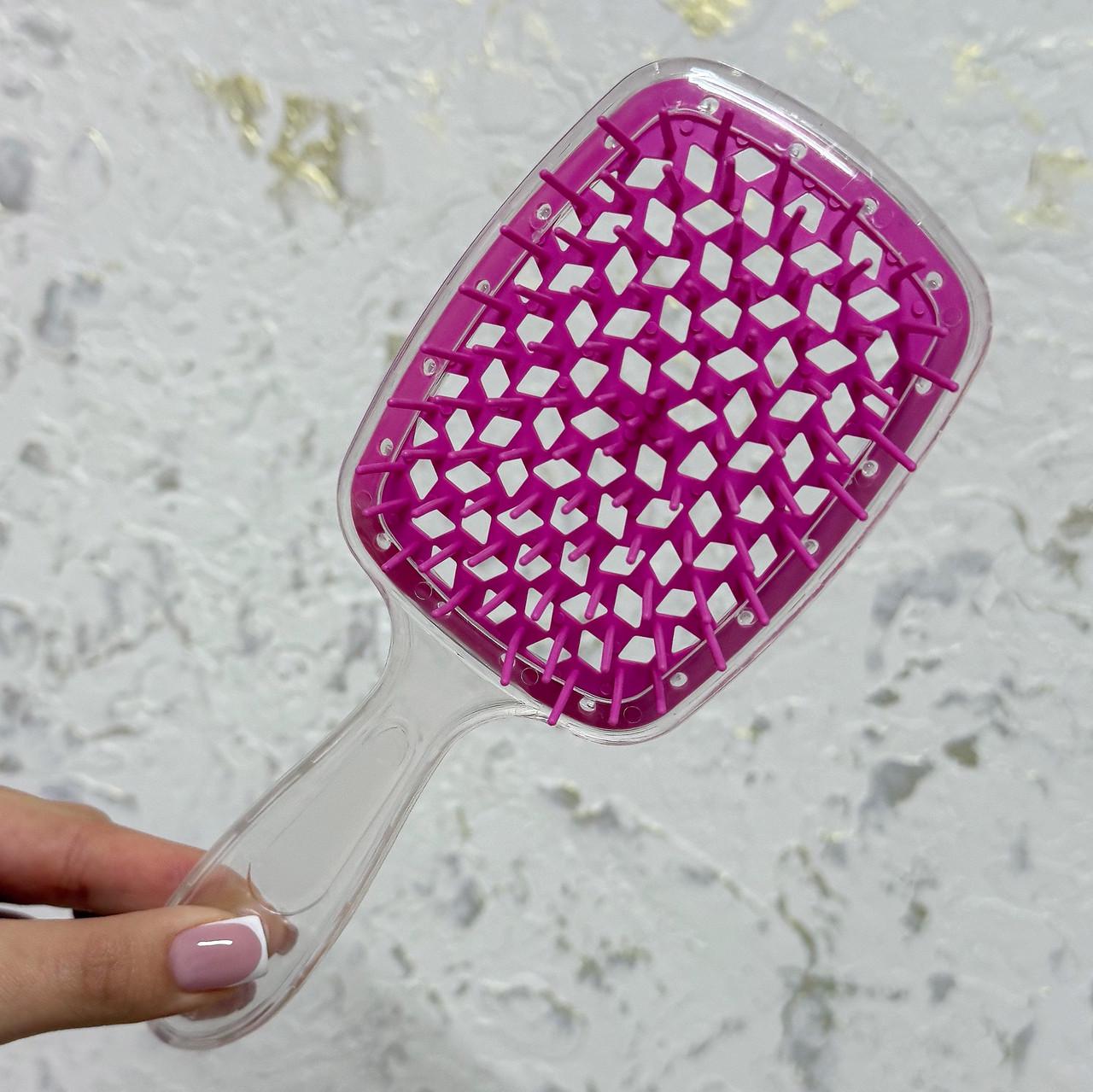 Расческа продувная для волос SuperBrush Розовый/Прозрачный