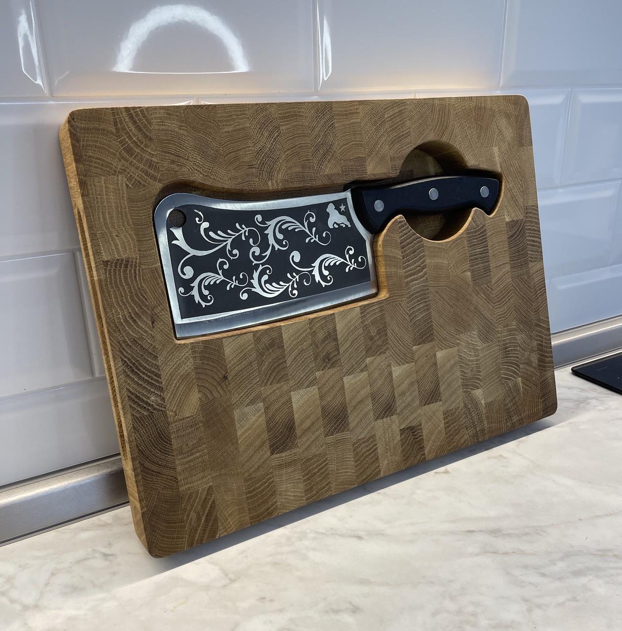 Набір кухонний дошка обробна торцева з тяпкою Візерунок 2 пр. (27722353)
