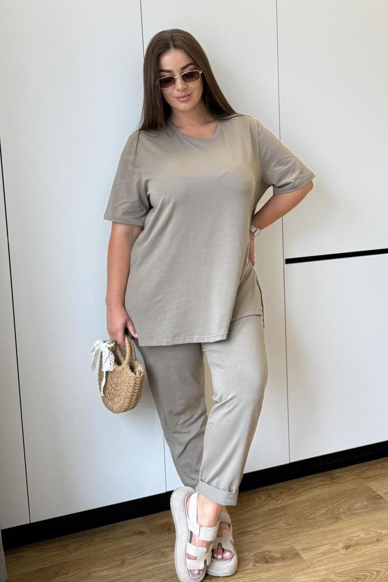 Костюм женский М193 летний L Бежево-серый (959-1-62)