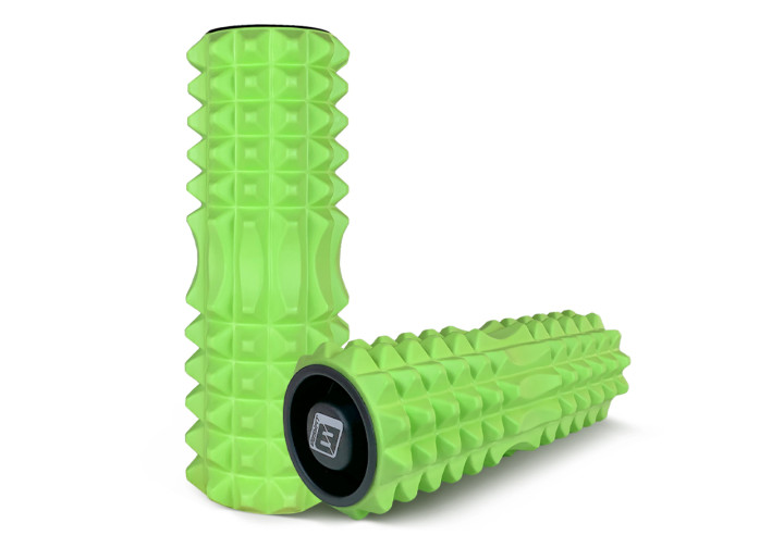 Ролик массажный EasyFit Grid Roller v.1.2 с заглушками с обеих сторон Салатовый (EF-2022a-GN) - фото 3