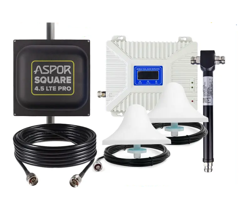 GSM-комплект репитер Aspor 900/1800/2100 МГц с антенной ASPOR SQUARE 18 DBI и разветвителем на 2 антенны