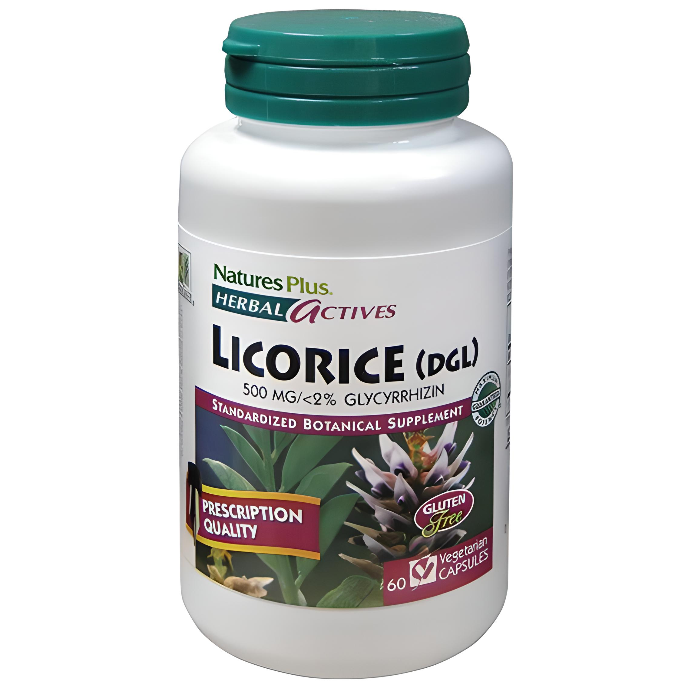 Корінь солодки Nature's Plus Herbal Actives Licorice 500 мг 60 Caps