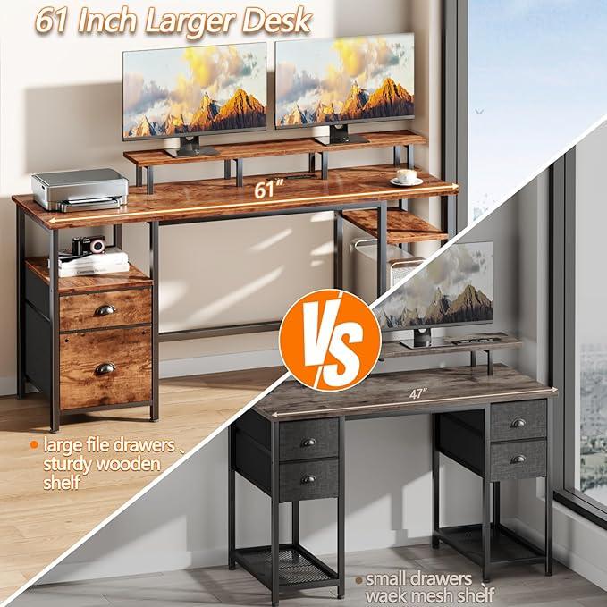 Комп'ютерний стіл Furologee з полицями та підставкою для монітора - фото 6