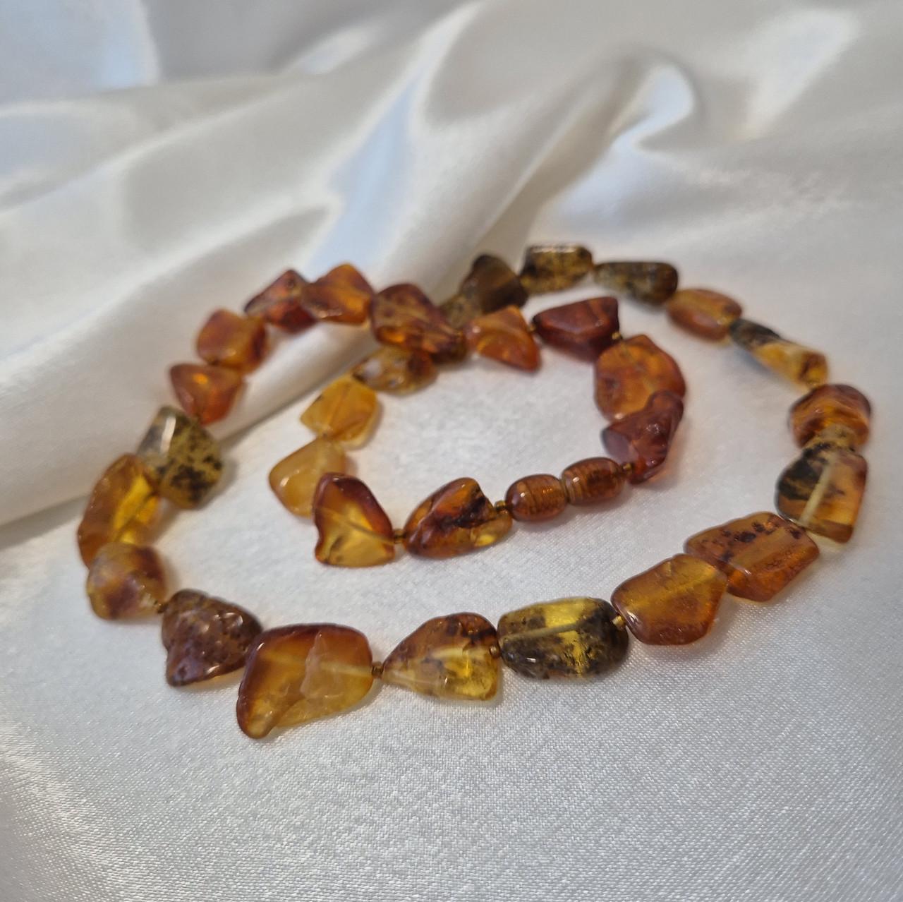 Намисто із натурального Бурштину лікувальний необроблений 47 см Жовто-коричневий (бурштин47/200кор)