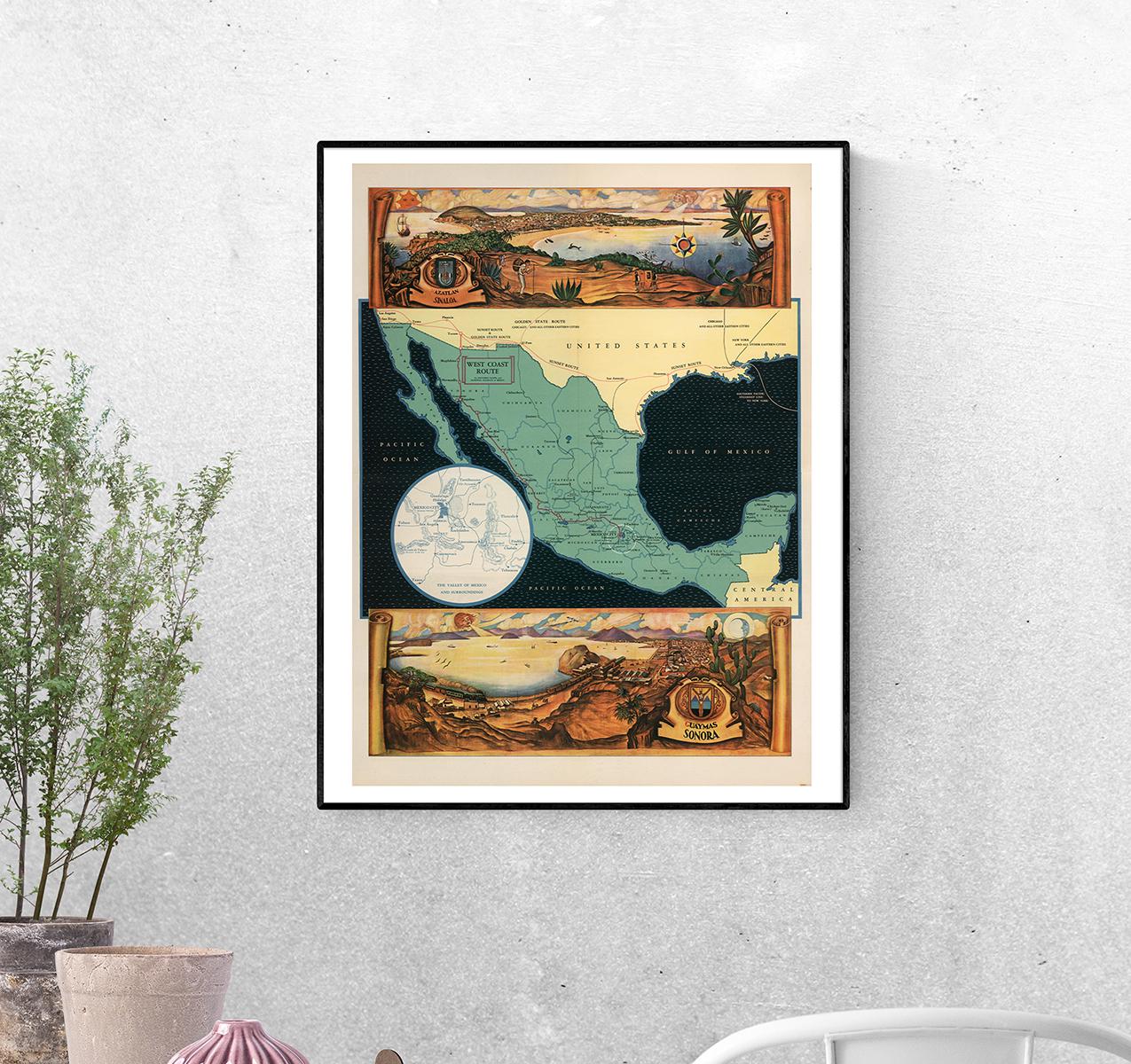 Постер Графическая карта Мексики формат А-0 (OLD_MAP_Poster)_59_Poster)