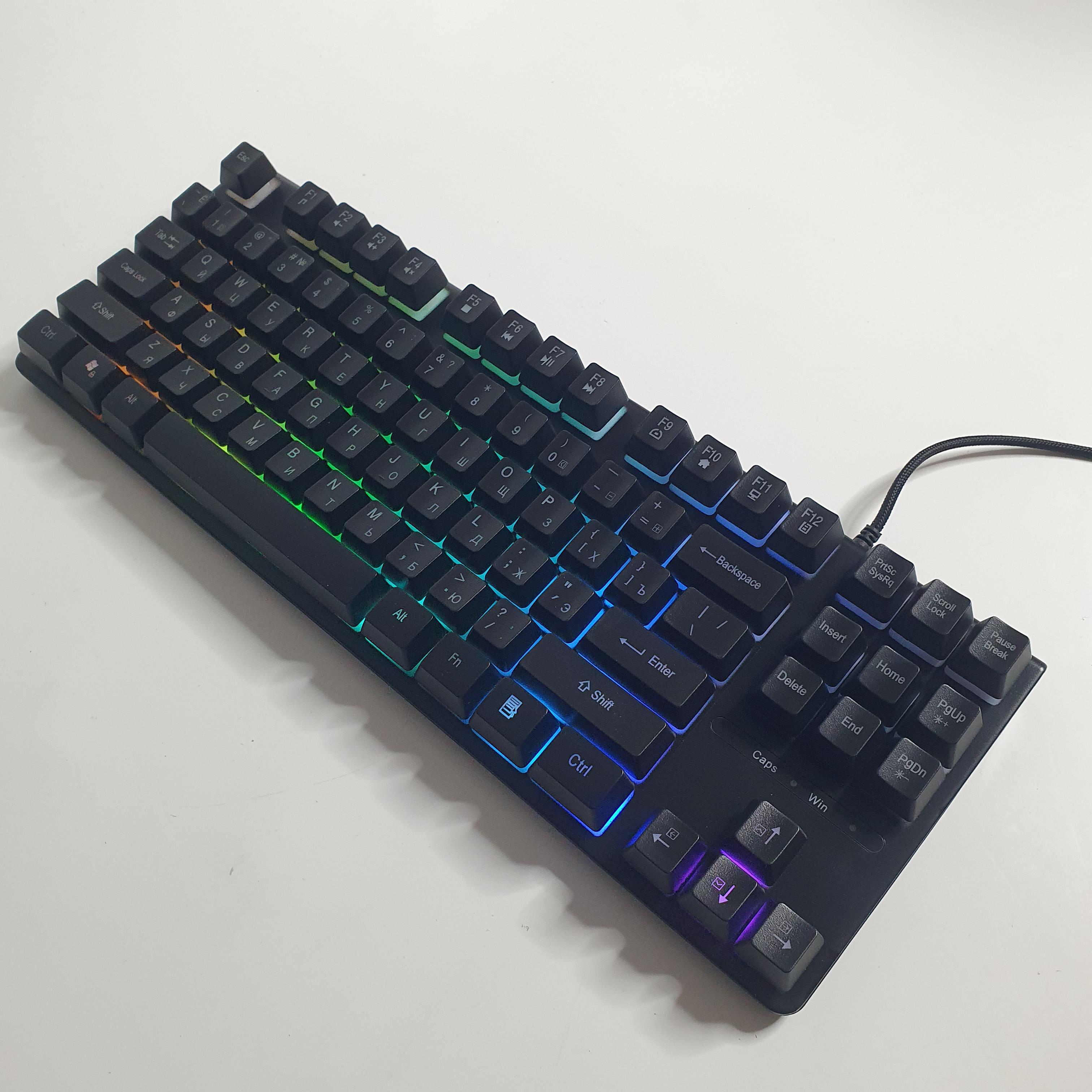 Клавиатура игровая с RGB подсветкой 8 режимов 87 клавиш Черный (TLK-87-Black)