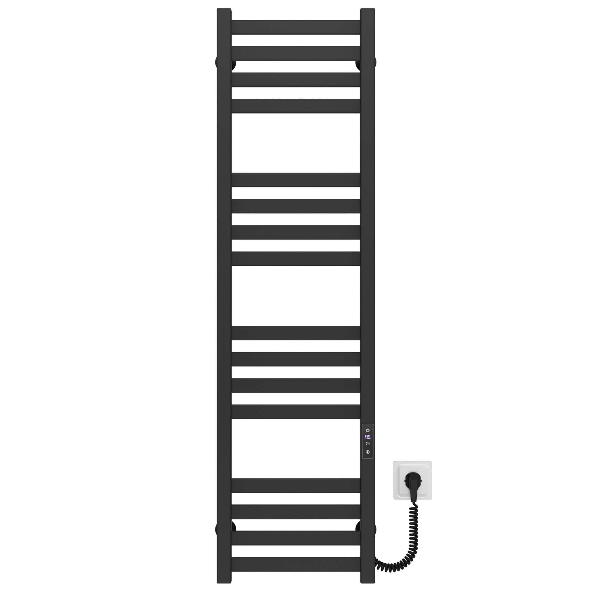 Полотенцесушитель электрический Deffi Magnus П16 JD04 правое подключение нержавеющая сталь 300х1200 мм Черный (A.MA.120.30.16.E.B.R.2)