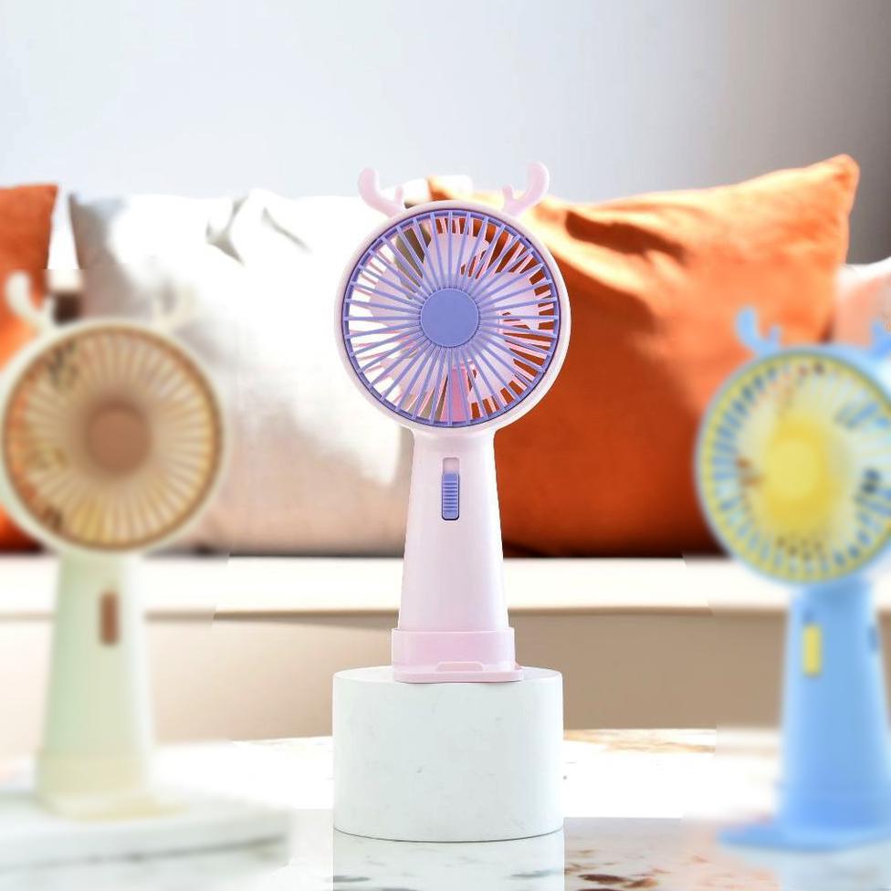 Вентилятор портативний Оленя з ріжками на акумуляторі та USB Рожевий (51-рож-39559) - фото 4 Вентилятор портативний Оленя з ріжками на акумуляторі та USB Рожевий (51-рож-39559) - фото 4