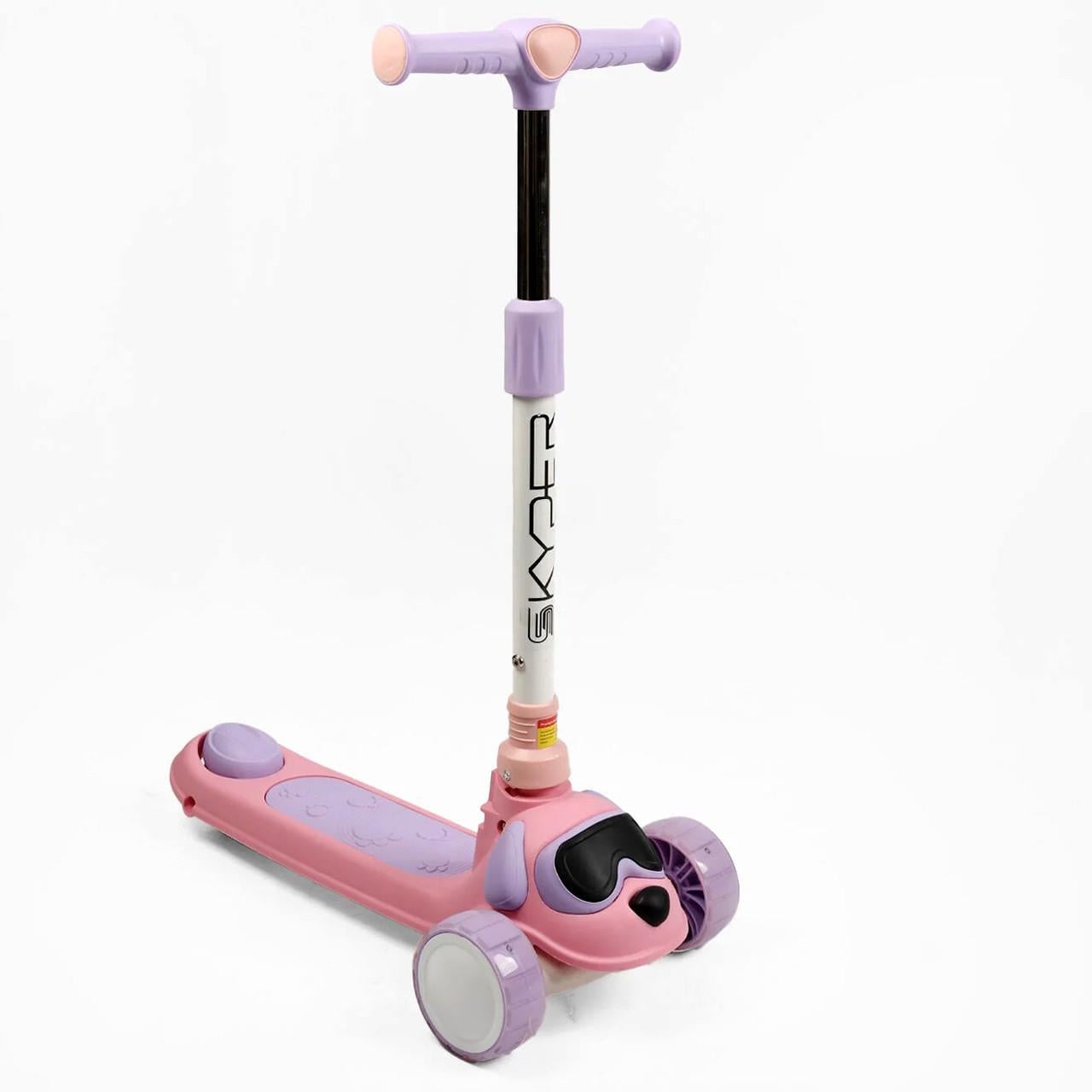 Самокат детский трехколесный Skyper со светом/музыкой/складочный руль Розовый (32987481)