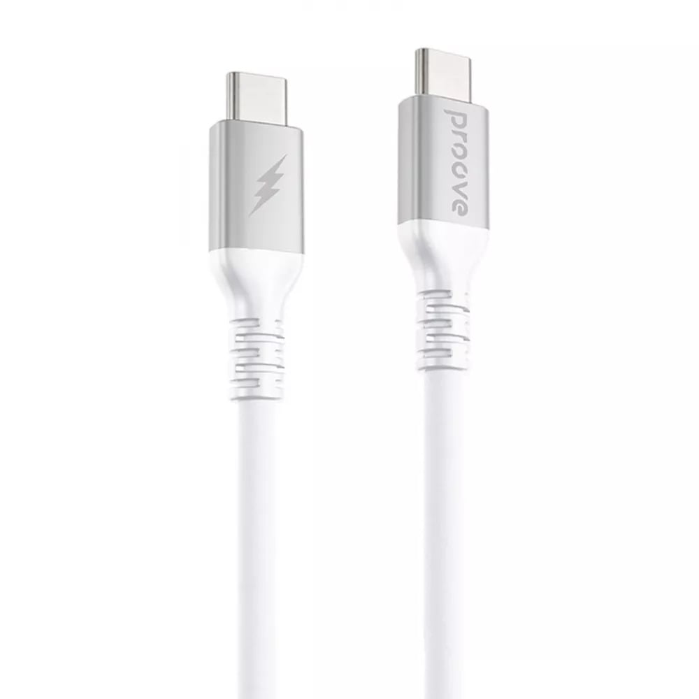 Кабель Type-C to Type-C Proove ReGen Silicone, 60W, 1м, силиконовый, быстрая зарядка 3А White