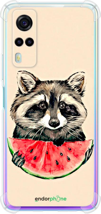 Чехол на Vivo Y53s Енотик с арбузом (4605sp-2438-42517)