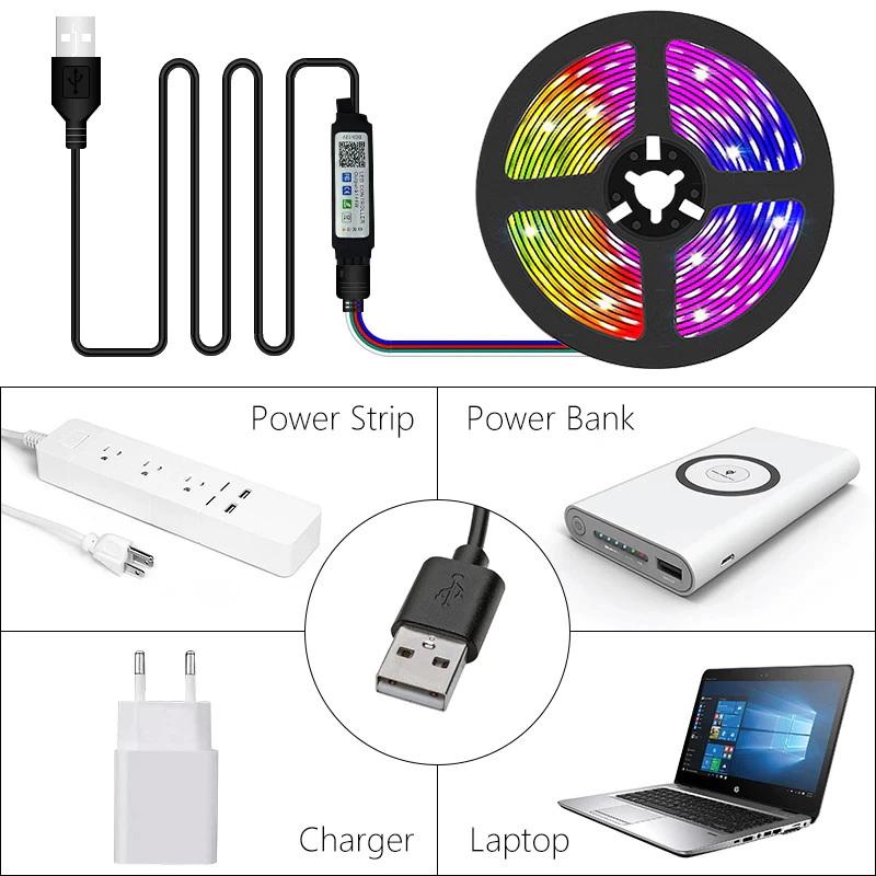 Светодиодная LED лента Bluetooth USB 30 диодов 5В IP20 1 м - фото 3