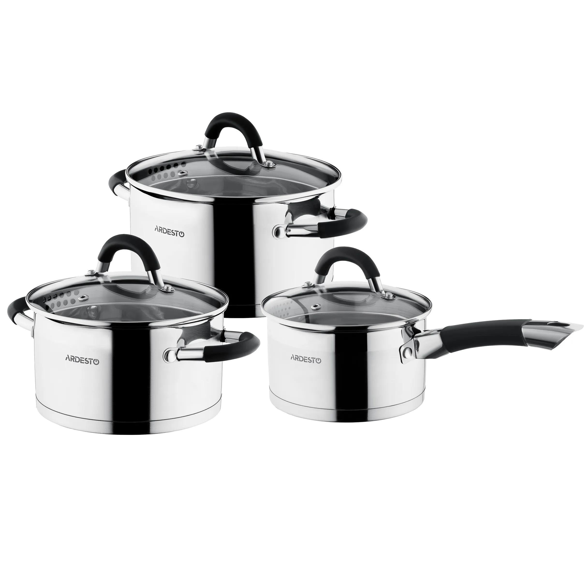 Набор посуды из нержавеющей стали Ardesto Gemini Monza 6 шт. Серебристый (AR1906GS)