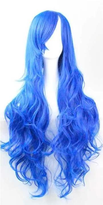 Парик волнистый аниме косплей Мальвина 80 см Голубой