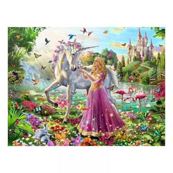 Алмазна мозаїка TK Group Принцеса і єдиноріг 40х30 см з рамкою в коробці (GB72014-mt)