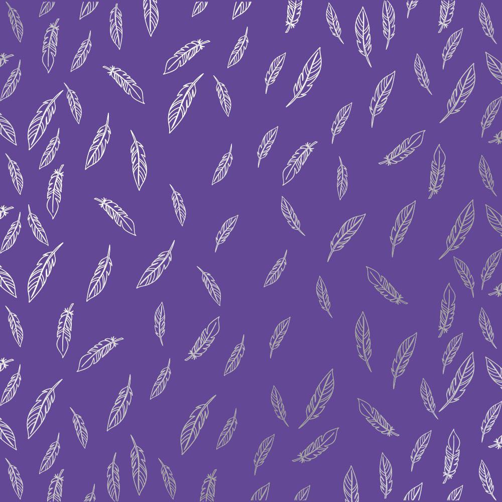 Лист бумаги односторонний Silver Feather с серебряным тиснением 30,5х30,5 Lavender