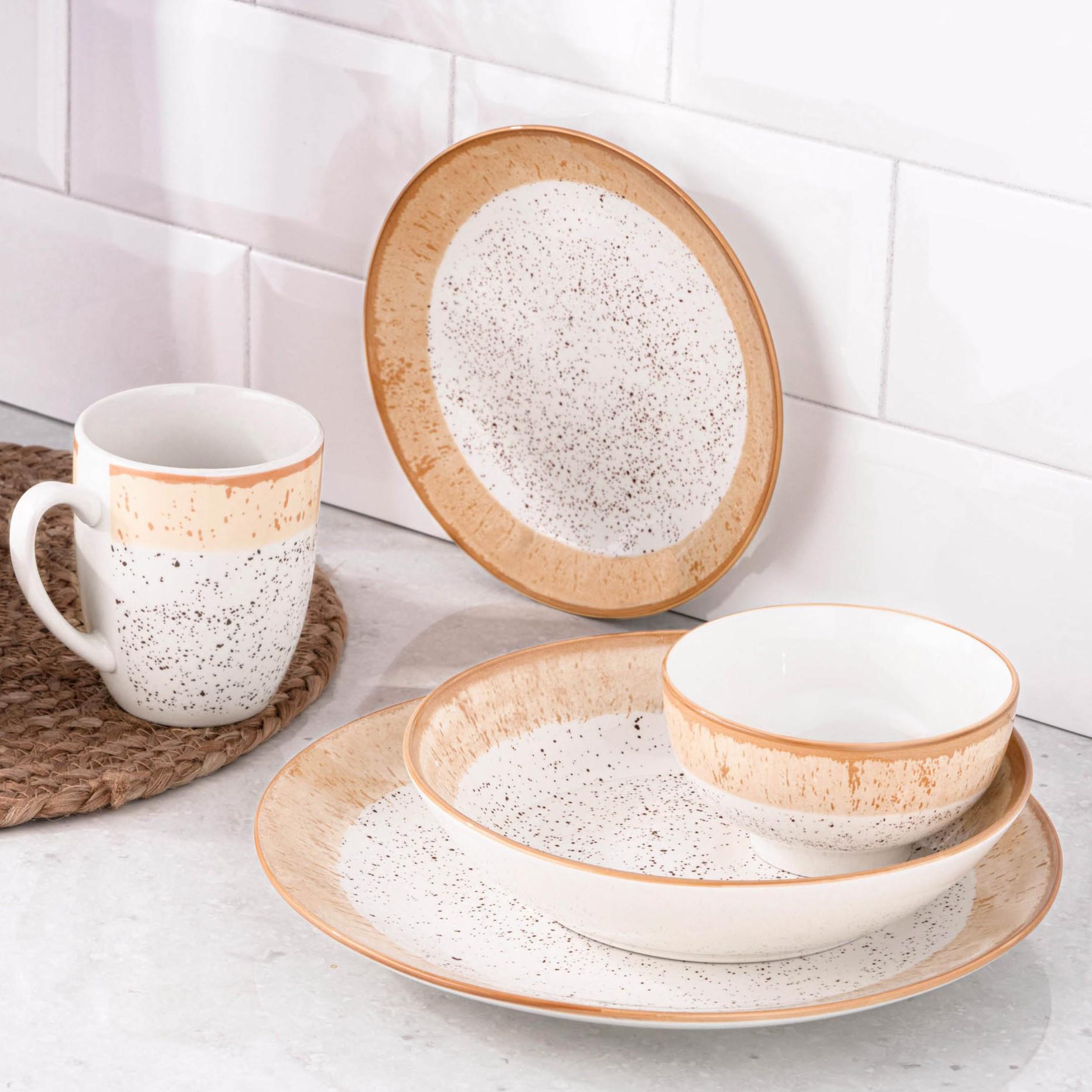 Столовий сервіз Ardesto Siena 5 предметів 1 особа порцеляна Біло-помаранчевий - фото 2