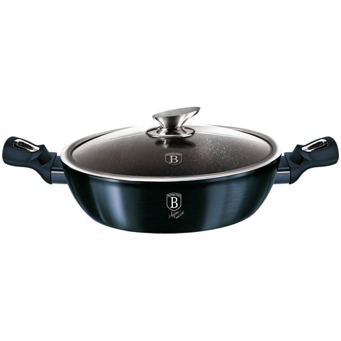 Сотейник AQVAMARINE з жароміцною та пластиковою кришкою глибокий антипригарний 28х7,5 см (6794-BH)