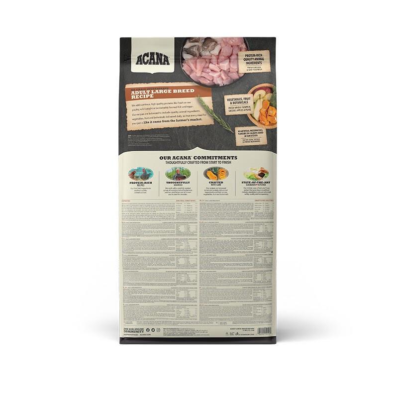 Корм сухой для собак крупных и гигантских пород ACANA Large Breed Recipe с мясом цыпленка 17 кг (a52117) - фото 2 Корм сухой для собак крупных и гигантских пород ACANA Large Breed Recipe с мясом цыпленка 17 кг (a52117) - фото 2