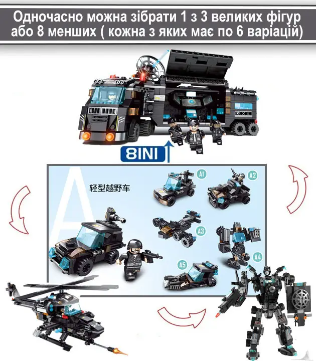 Конструктор S.W.A.T City трансформер с персонажами 51 вариация 815 дет. - фото 3