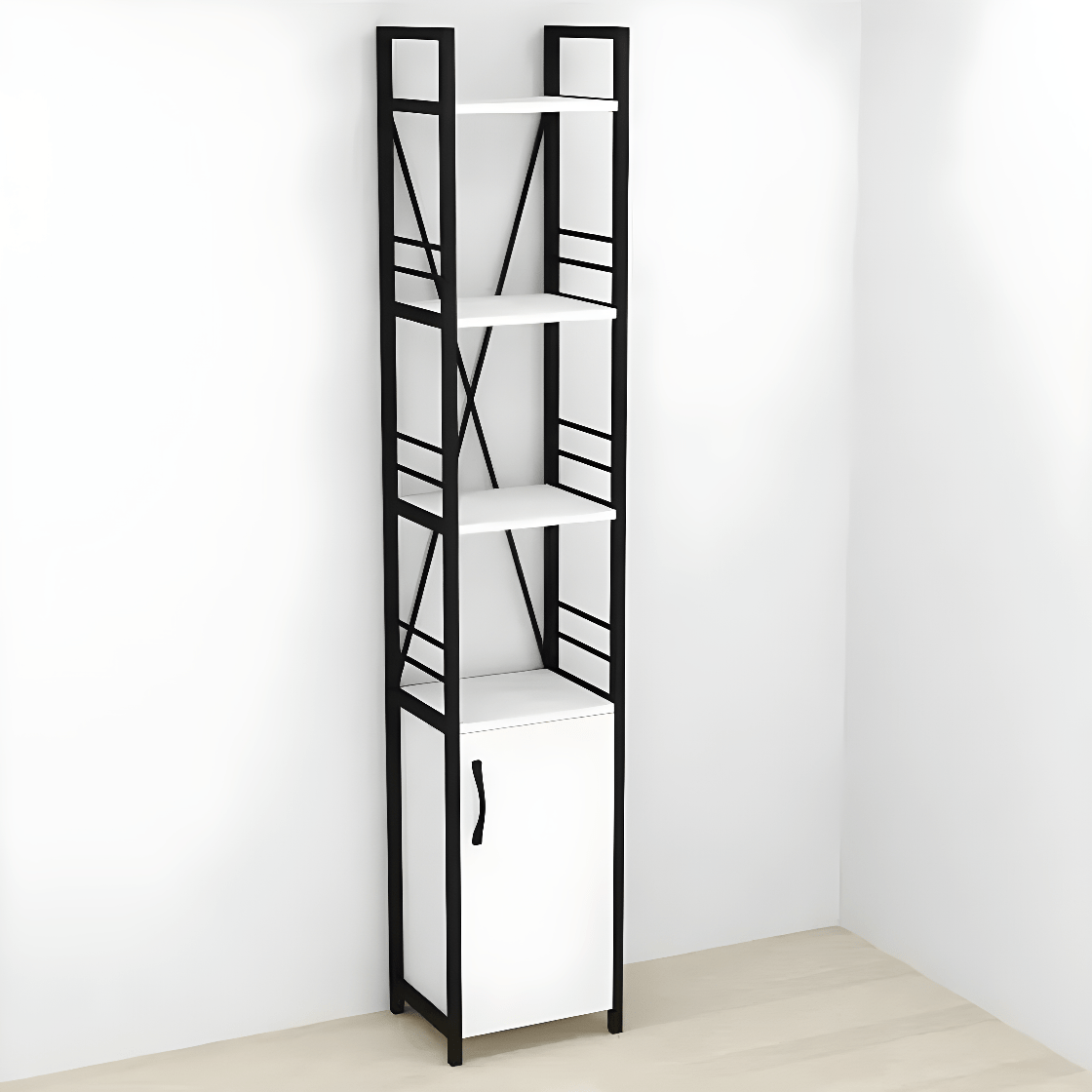 Етажерка Ferrum-decor Конект 4/34 з тумбою ДСП 179x34x28 см Чорний/Білий (FRD-104463) - фото 2