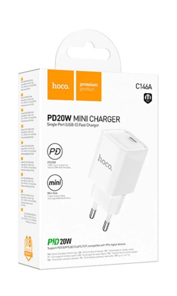 Зарядний пристрій для телефонів Hoco C146A PD 20W White (м00001)