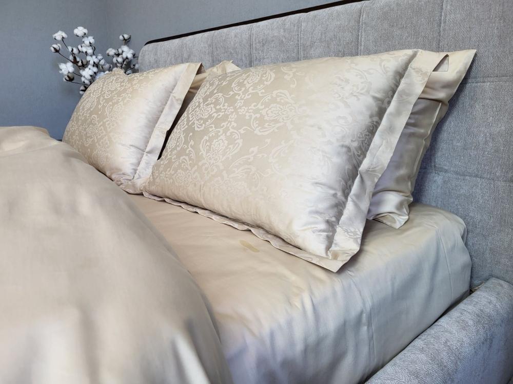 Комплект постільної білизни Мир сатин жакард Premium сімейний/наволочки 50х70/70х70 см Caspe Beige (6107) - фото 2 Комплект постільної білизни Мир сатин жакард Premium сімейний/наволочки 50х70/70х70 см Caspe Beige (6107) - фото 2