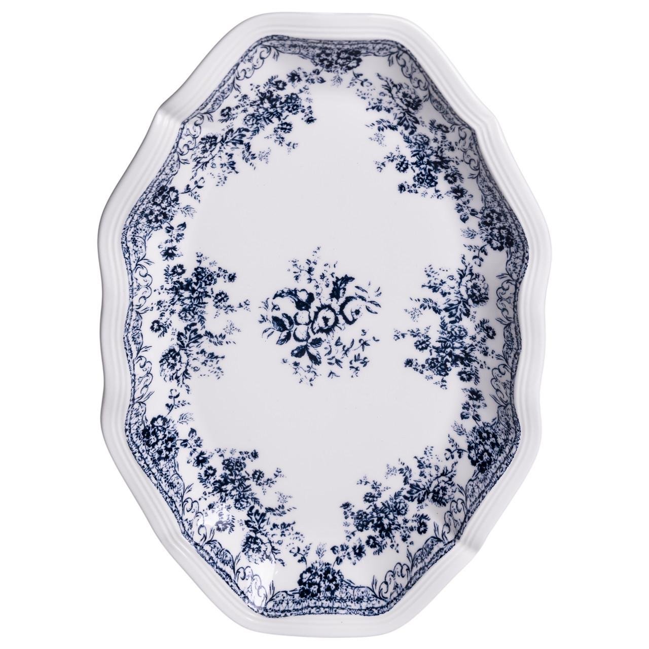 Столовый набор посуды тарелок и чашек Vintage Elegant 32 предметы на 6 персон фарфоровый обеденный Синий - фото 5