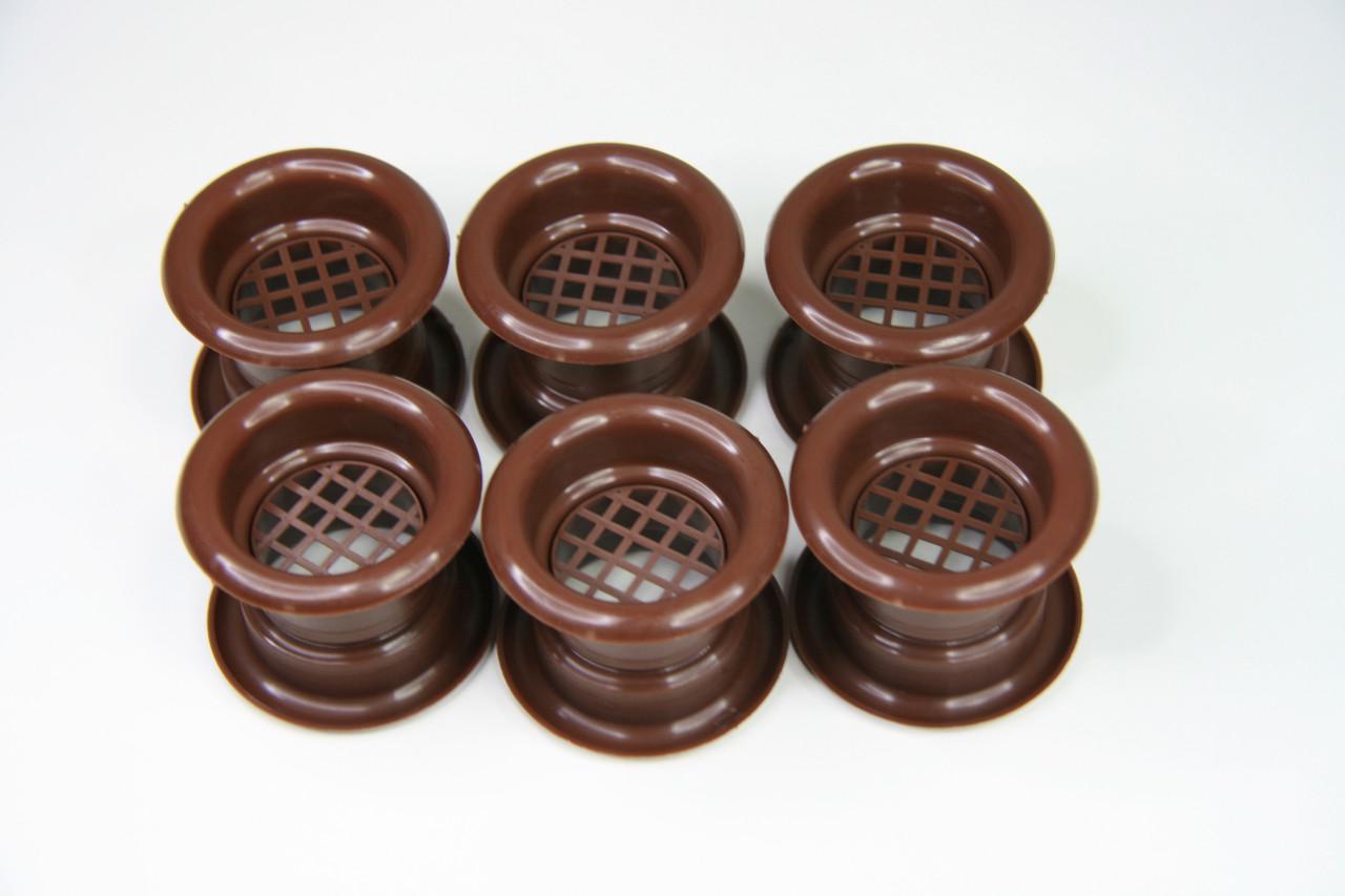 Вентиляционная решетка AirRoxy дверная пластиковая втулка 6 шт. Brown (02-115) Вентиляционная решетка AirRoxy дверная пластиковая втулка 6 шт. Brown (02-115)