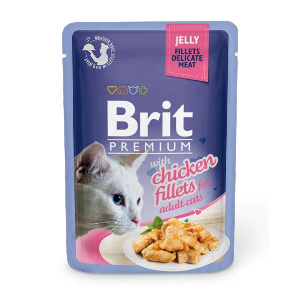 Корм для кошек влажный Brit Premium Кусочки куриного филе в желе 85 г (5056)